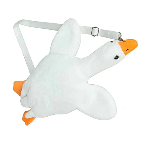 Cute Plush Goose purse Funny Novelty Purse Shoulder Bag (White-Goose)