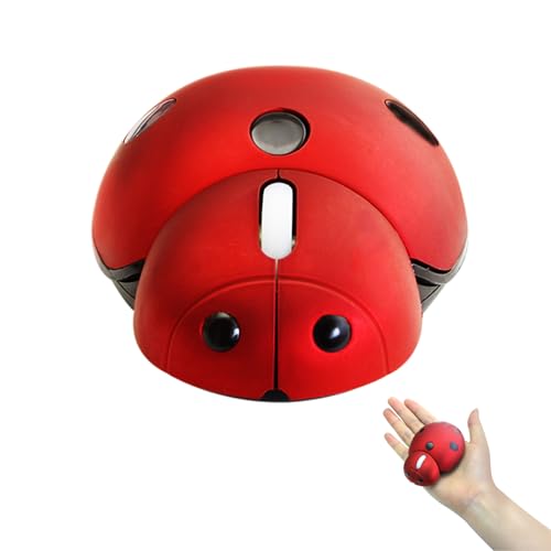 elec Space Mini Small Wireless Mouse for Kids, Cute Animal Ladybug Shape 3000DPI Portable Mobile Optical Mouse with USB Receiver Cordless Mouse for PC Mac Laptop Computer Notebook (Red)