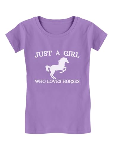 Horse Lover Gifts Just A Girl Who Loves Horses Shirt Equestrian Girls Shirts XL (11-12) Lavender