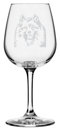 Keeshond Dog Themed Etched All Purpose 12.75oz Wine Glass