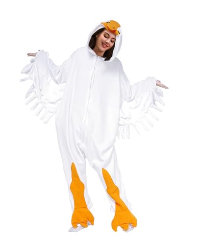 Fit Unisex Adult Geese Onesie Pajamas, Animal Onesie Halloween Sleepwear, Geese Costume for Women men