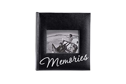 Malden International Designs Memories Cursive 2-Up With Memo Space Photo Album, 160-4x6, Black