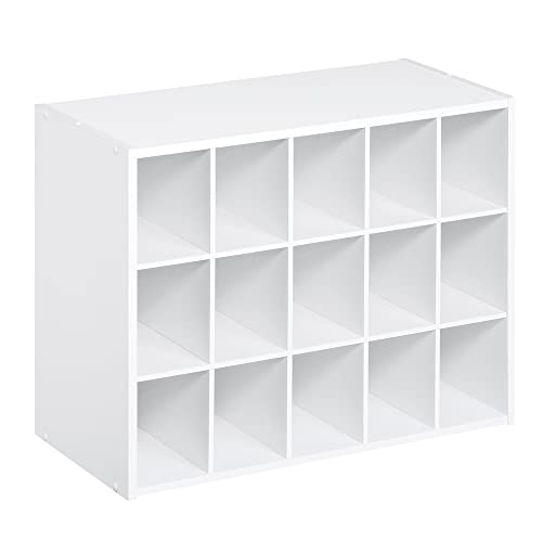 ClosetMaid 15 Cube Stackable Storage Organizer for Shoes Bags, Crafts, Hobbies with Wood Shelves, for Closet, Entryway or Mudroom, White