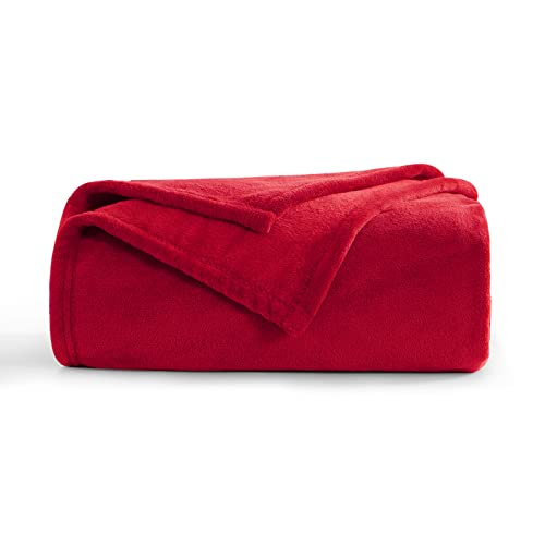RUIKASI Fleece Throw Blanket Single - Plush Fuzzy Flannel Blanket Red for Single Size Bed, Super Soft Warm Blanket for Sofa and Couch, Fluffy Blanket 50x60 Inches