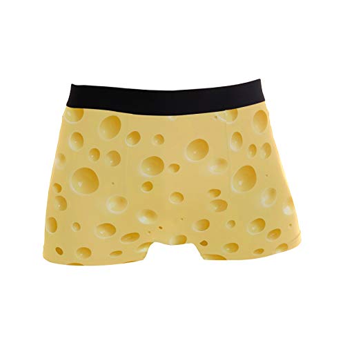 ZZKKO Cheese Print Mens Boxer Briefs Underwear Breathable Stretch Boxer Trunk with Pouch XXL Yellow
