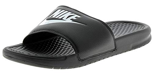 Nike Men's Benassi Just Do It Athletic Sandal, Black/White, 6.0 Regular US
