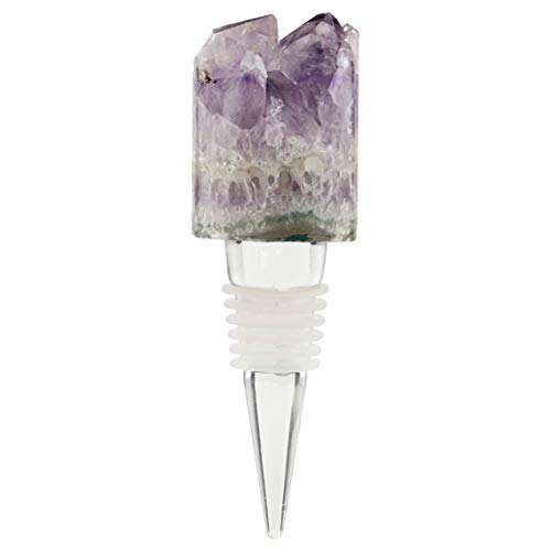 Boone's Mill | Gemstone Bottle Stopper with Glass Base | Amethyst Druse Cylinder | Purple