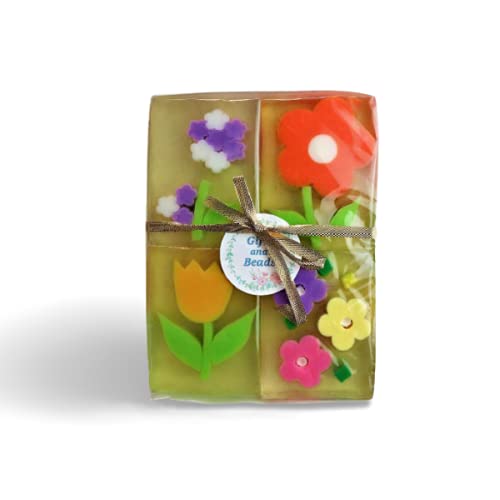 Assorted Flowers Glycerin Soaps, 4 Bars. by Gifts and Beads