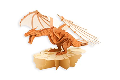 CreativeWorks.Global Golden Dragon - Paper Craft kit, 3D Paper Puzzle DIY kit Laser Cut Miniature Creature Craft Kit for Kids and Adults - Birthday Gift for Puzzle and Paper Craft Enthusiasts