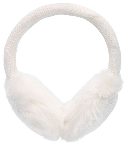Simplicity Women's Winter Knitted Faux Fur Plush Earmuffs, White