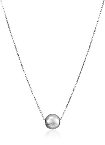 Amazon Collection 14k White Gold Bead Pendant Necklace, 18'