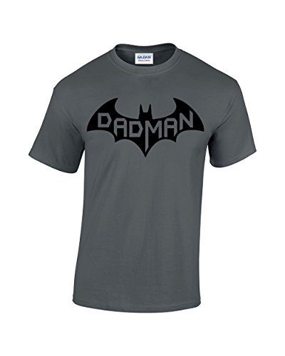 Dadman - Super Dadman Bat Hero Funny Premium Men's T-Shirt (Large, Charcoal)