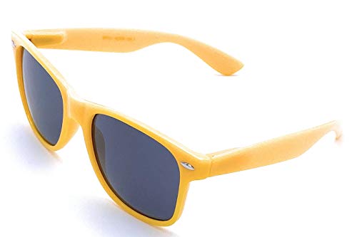 Retro Optix Sunglasses Classic 80's Vintage Style Design (Neon Yellow), Largen