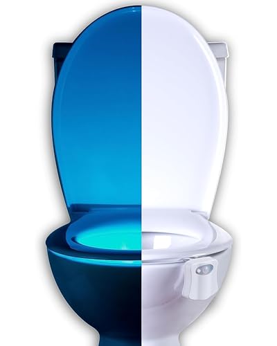 RainBowl Toilet Bowl Night Light - Funny Gag Gift for Men - Unique Cool Gadget with Motion Sensors & Multi Color LED - Birthday Gift for Dad, Boyfriend, Husband, Him - Mens Gifts for Retirement