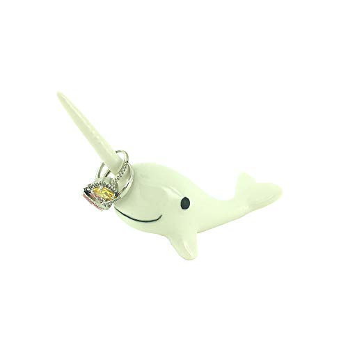 Adorable Ceramic Narwhal Ring Holder,Engagement Ring and Wedding Ring Display Holder Stand