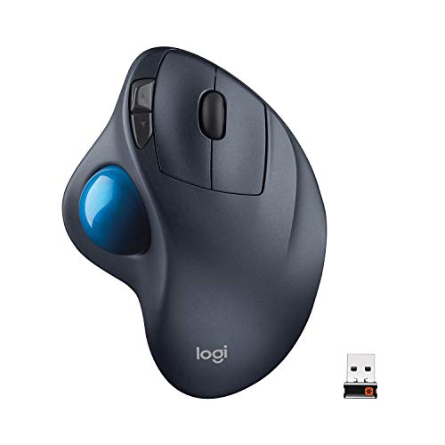 Logitech M570 Wireless Trackball Mouse – Ergonomic Design with Sculpted Right-Hand Shape, Compatible with Apple Mac / Microsoft, USB Unifying Receiver, Dark Gray