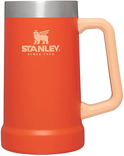 Stanley Adventure Big Grip Beer Stein 24 oz | Mug Keeps Beer Cold for Hours | Holds 2 Cans of Beer | Insulated Stainless Steel | Heavy-Duty Handle | Tigerlily