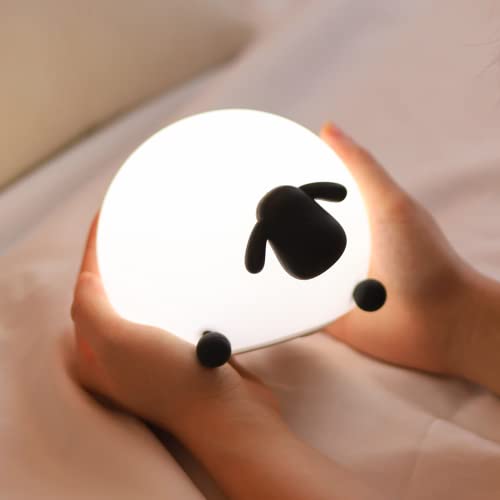 WakeCreator Cute Little Sheep Night Light for Kids with 3 Levels of Brightness Adjustment，USB-C Rechargeable LED Night Light & Tap Control，Cute Lamp，Night Lamp，Aesthetic Lamp