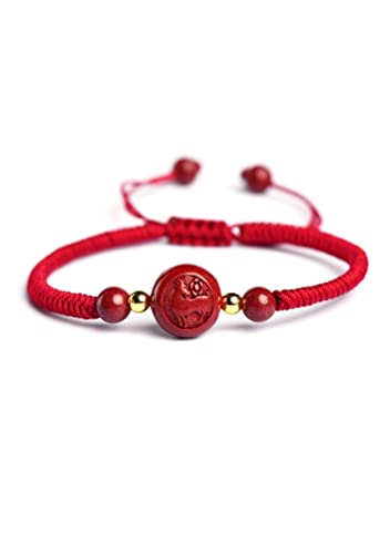 VINCHIC Chinese Zodiac Bracelet Red String Feng Shui Bracelet Tai Sui Amulet (A, Goat)