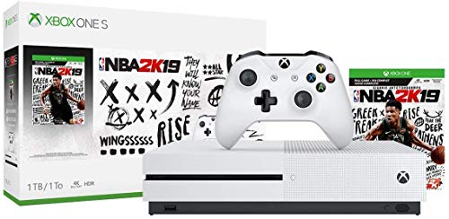 Xbox One S 1TB/2TB NBA 2K19 Bundle: NBA 2K19, Xbox Wireless Controller, Customize Hard Drive, Xbox One S White Console with 4K Bluray Player