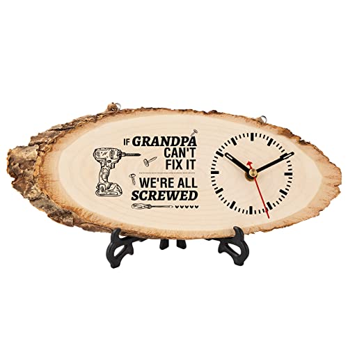 KAAYEE Grandpa Birthday Gifts - Engraved Wooden Clock 12.6'*4.7'