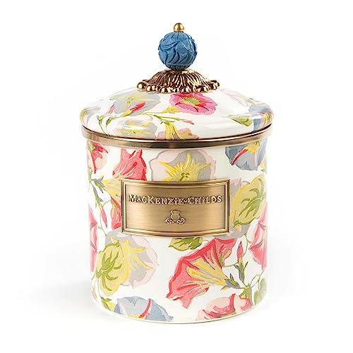 MACKENZIE-CHILDS Morning Glory Canister, Sugar, Coffee, or Flour Container with Lid, Floral Kitchen Canister, Small