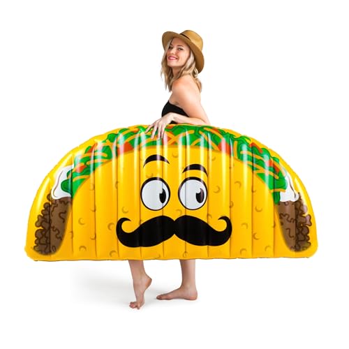 BigMouth Inc. Giant Taco Pool Float, 5 Feet Long Lounge Raft Floatie, Funny Pool Party Summer Water Toy, Durable Vinyl, includes Patch Repair Kit