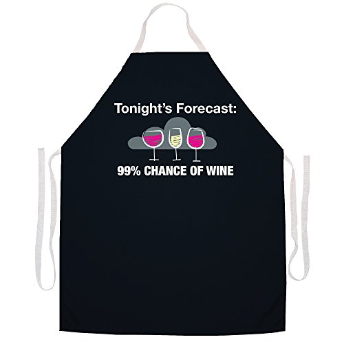 Attitude Aprons Fully Adjustable 'Tonight's Forecast 9% Chance Of Wine' Apron-Black