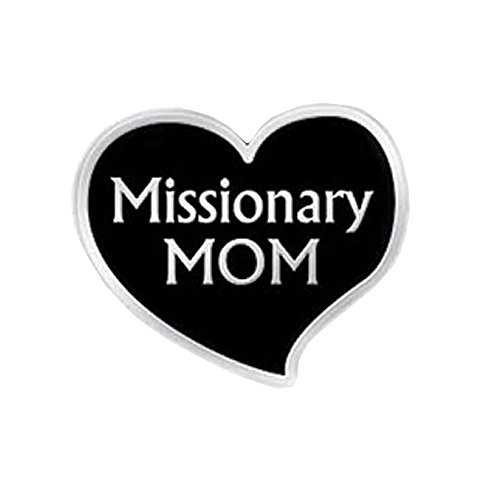 LDS Missionary Mom Heart-Shaped Lapel Pin (Silver Tone)