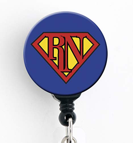 Super RN - Retractable Badge Reel with Swivel Clip and Extra-Long 34 inch Cord - Badge Holder/Nurse Badge/Cute Badge/Hospital Badge