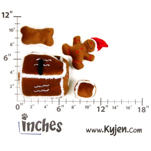 Outward Hound Kyjen PP01797 Gingerbread House Dog Toys Plush Interactive Puzzle Squeaking Toy For Dogs, Large, Brown,Medium