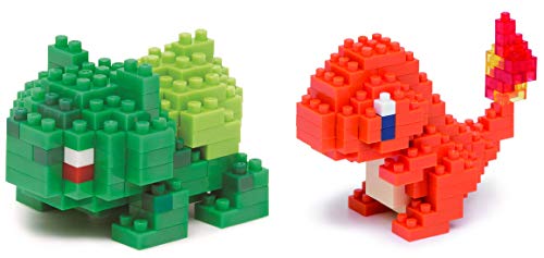 Nanoblock - 2 Sets Bundle - Hitokage and Bulbasaur (Fushigidane) - Adjustable Pokemon Characters (Japan Import)