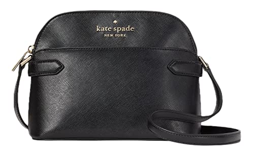Kate Spade Staci Dome Saffiano Leather Crossbody Bag Purse Handbag (Black)