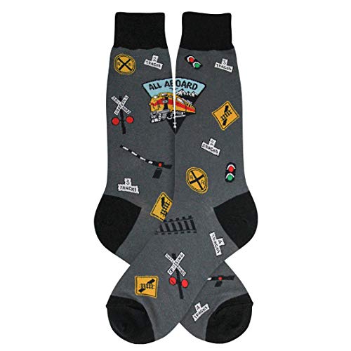 Foot Traffic - Men's Special Interest Socks, Fits Men's Shoe sizes 7-12 (Railroad)