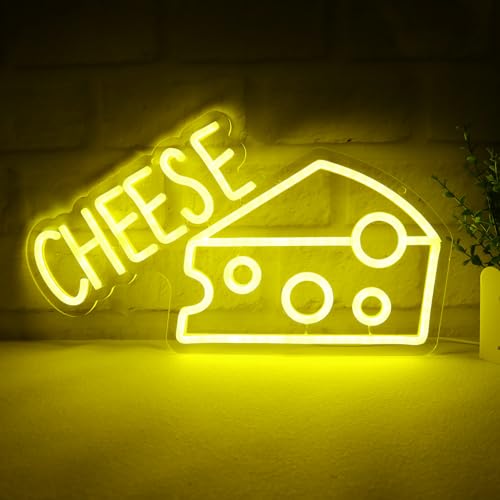 Balanar CHEESE Neon Signs For Wall Decor LED Lights For Bedroom Yellow Neon Sign Suitable for Cheese Shops Bakery Restaurant Christmas Birthday Party Gift Led Art Wall Decorative