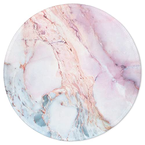 ITNRSIIET Marble Round Mouse Pad, Pink Marble Customized Premium-Textured Mouse Mat,Washable Mousepads with Cloth, Non-Slip Rubber Base Small Mousepad, 7.87×7.87×0.12 inches (Pink Marble)