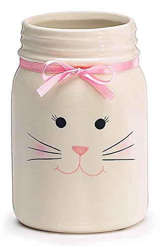 Easter Bunny Face Decorative Ceramic Mason Jar