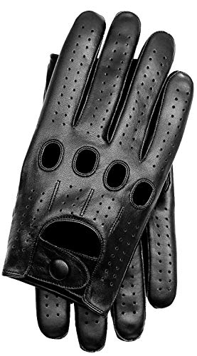 Riparo Genuine Leather Full-Finger Driving Gloves (XS, Black)