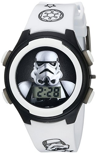 Accutime Star Wars Kids' Stormtrooper Digital Display LCD Quartz White Watch for Boys (Model: STM3488)