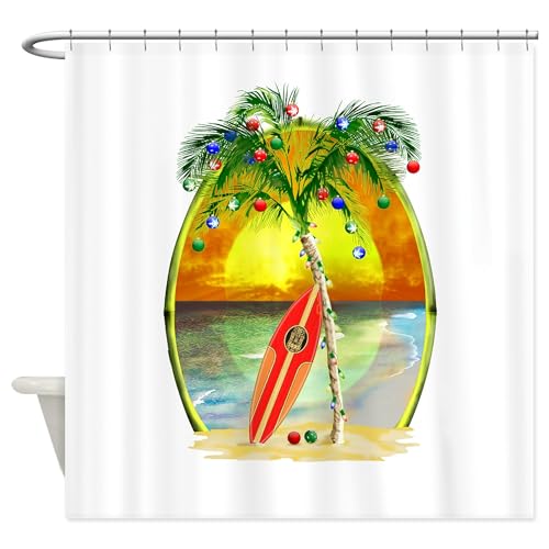 CafePress Christmas Beach Sunset Shower Curtain Decorative Fabric Shower Curtain (69'x70')