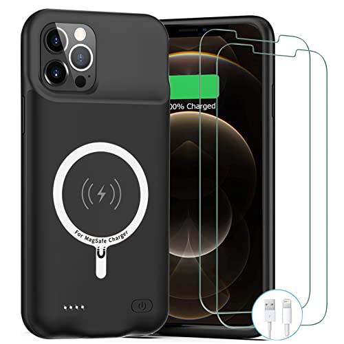 Battery Case for iPhone 12 Pro Max,Newest 10800mAh Rechargeable Portable Charging Case with Wireless Charging Compatible for iPhone 12 Pro Max (6.7 inch) with Carplay Battery Pack Charger Case (Black)