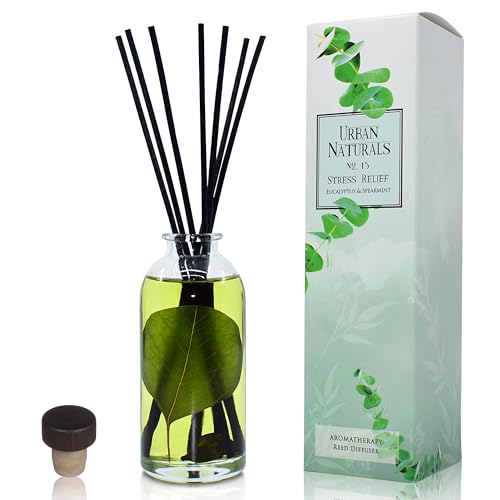 Urban Naturals Eucalyptus Spearmint STRESS RELIEF Aromatherapy Diffuser Gift Set | Fragrance your Space | Fresh Scented Room Freshener + Home Decor | Home Gift Idea. Vegan.