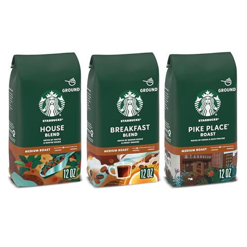 Starbucks Medium Roast Ground Coffee, Variety Pack, 3 bags (12 oz each)