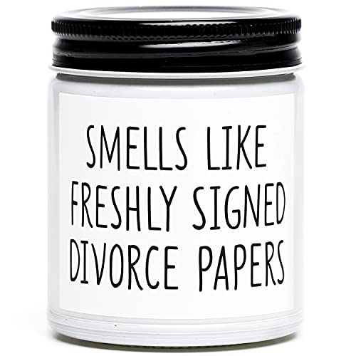 Divorce Candle Gifts for Women, New Beginnings Gifts for Women, Break Up Gifts for Her, Friends, Sister, BFF, Coworkers, Happily Divorced Gift, Smells Freshly Signed Divorce Papers Lavender Candle