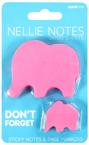 SUCK UK Animal Sticky Notes and Page Markers - Pink Elephant