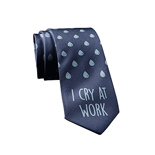 I Cry At Work Necktie Funny Neckties for Men Employee Tie Mens Novelty Ties