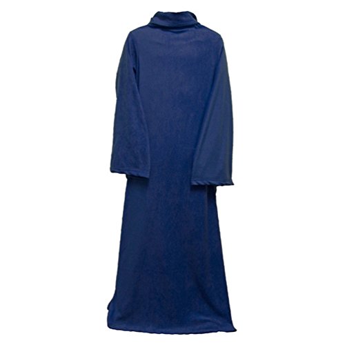 lazyBuddy Snuggle Fleece Blanket Cozy Wrap Warm Throw Travel Plush Fabric with Sleeves As Seen On TV- Blue