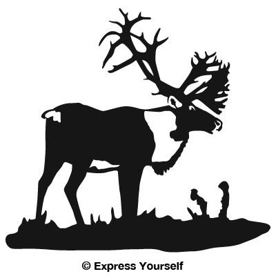 Express Yourself Products Bull Caribou (Black - Image Facing as Shown - Large) Decal Sticker - Big Game Collection - Caribou