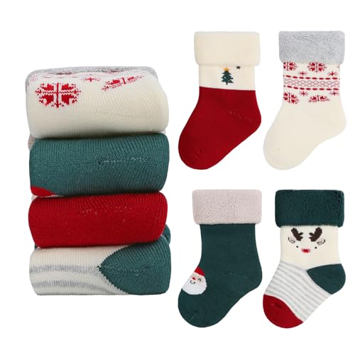 HUMAN FEELINGS Baby Unisex Socks Newborn Christmas Infant Toddler Gift Boxes (12-18 Months, Green)…