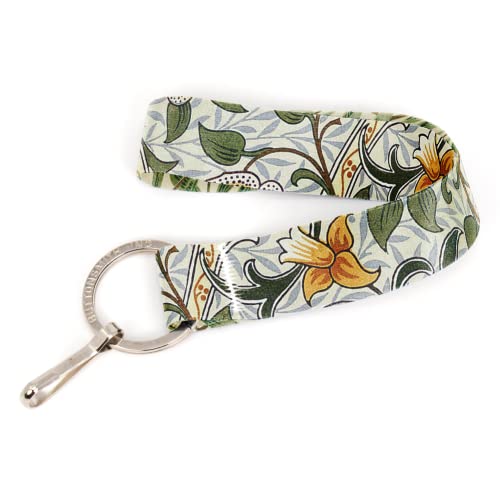 Buttonsmith Morris Daffodils Wristlet Key Chain Lanyard - Short Length with Flat Key Ring and Clip - Made in the USA